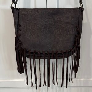 T-Shirt & Jeans Dark Brown Fringe Crossbody Bag